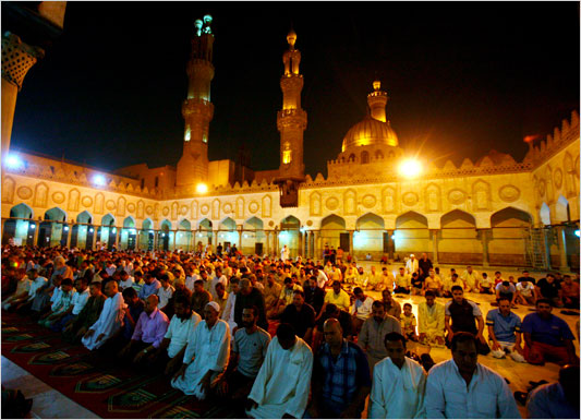 Namaz -a- Mughrab in a mosque
